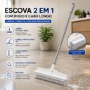 Ver imagem 4 de Vassoura Rodo Mop 2 em 1 Escova Limpeza Esfregao Multifuncional Piso Cabo Longo 112cm Articulada Ban