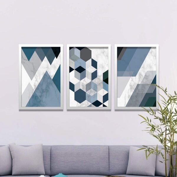 Conjunto 3 Quadros Decorativos Formas Geométricas Los Quadros - 2