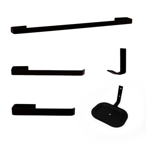 Kit Acessórios Para Banheiro Chapa 5 Peças Preto