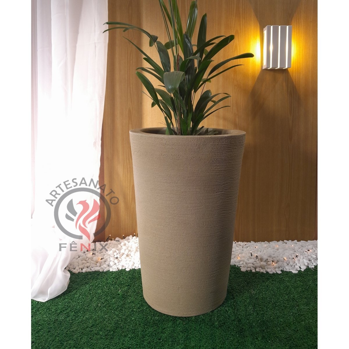 Vaso Decorativo para Plantas Coluna Redonda Cone Tamanho G:Bege - 2
