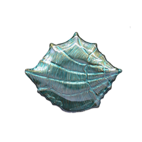 Concha Decorativa 28 Cm Azul com Ouro Vylux