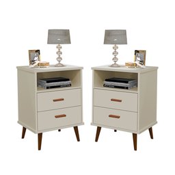 Kit 2 Criado Mesa de Cabeceira Decore Itália: Off White - 1
