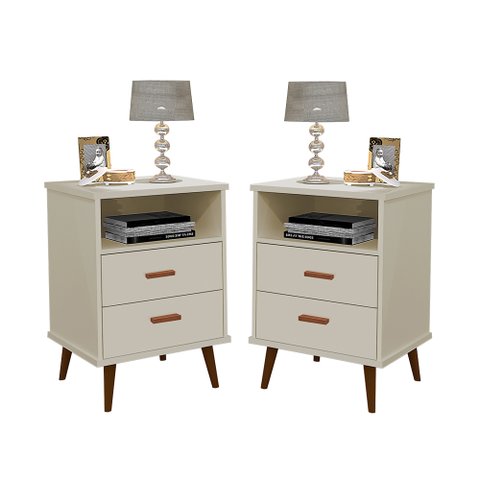 Kit 2 Criado Mesa de Cabeceira Decore Itália: Off White