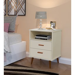 Kit 2 Criado Mesa de Cabeceira Decore Itália: Off White - 2