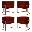 Ver imagem 1 de Kit 4 Poltronas Reforçada Decorativa Sala Nayara Base Ferro Bronze Suede Marsala