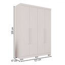 Ver imagem 4 de Guarda-roupa Solteiro Pinheiro 4 Portas 2 Gavetas Branco - Pnr Móveis