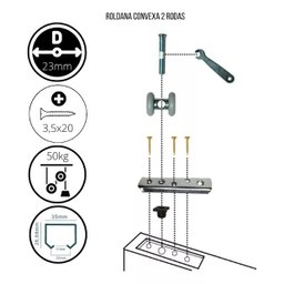 Kit para Porta de Correr Madeira Eucalipto 2,00mt - (sem Porta) Frainer - 5