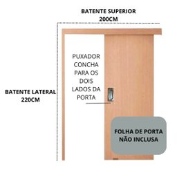 Kit para Porta de Correr Madeira Eucalipto 2,00mt - (sem Porta) Frainer - 3
