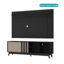 Ver imagem 4 de Conjunto Rack e Painel Ventura 180cm MDP Preto e Avelã Móveis Carraro