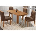Ver imagem 1 de Conjunto: Mesa de Cozinha Pietá C/ Tampo Madeirado Canto Curvo 120x80cm e 4 Cadeiras Maldivas