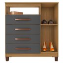 Ver imagem 7 de Guarda Roupa Solteiro Modena 4 Portas com Cômoda Gaveteira Cannes e Armário Multiuso Recife na Cor C