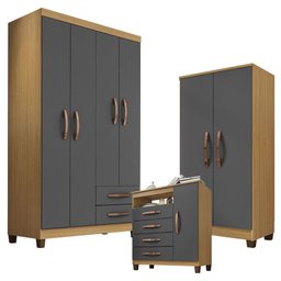 Guarda Roupa Solteiro Modena 4 Portas com Cômoda Gaveteira Cannes e Armário Multiuso Recife na Cor C - 1 Guarda Roupa Solteiro Modena 4 Portas com Cômoda Gaveteira Cannes e Armário Multiuso Recife na Cor C - 1