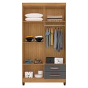 Ver imagem 4 de Guarda Roupa Solteiro Modena 4 Portas com Cômoda Gaveteira Cannes e Armário Multiuso Recife na Cor C