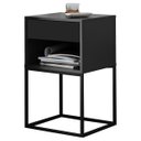 Ver imagem 3 de Mesa de Cabeceira Industrial Pé de Aço 1 Gaveta Corrediça Telescópica 1 Nicho - Preto/pé Preto