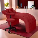 Ver imagem 2 de Maca Estética para Extensão de Cílios Charme + Mocho Tapeçado Veludo Vermelho