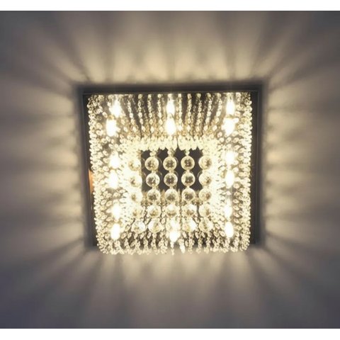 Lustre para Sala Quarto de Cristal Legítimo K9 Base Aço Inox 60x60 cm