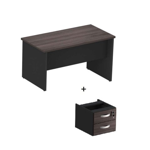 Mesa Reta Pé Painel Cor London com 02 Gavetas 1,50×0,60×0,75 Maranello 25mm