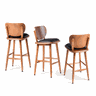 Kit 3 Banquetas de Madeira Torneada Bistrô Estofada - 63cm Natural - 1