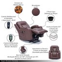 Ver imagem 3 de Poltrona do Papai Lift Sala de Estar Reclinável Austin Elétrica Aquecimento Massagem Pu Marrom