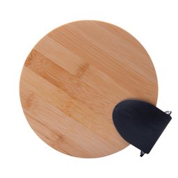 Lixeira Redonda de Metal com Pedal Tampa em Bambu Branca 3l - 5