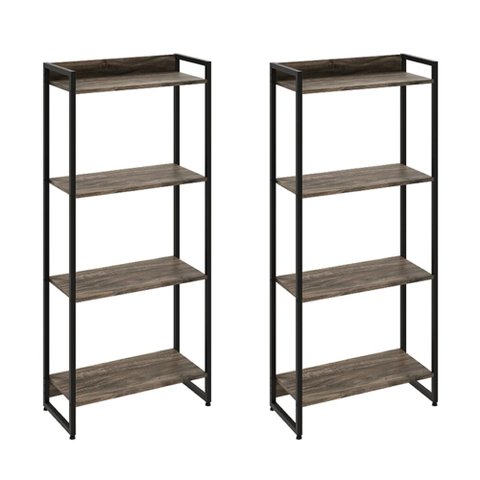 Kit 2 Estantes Multiuso Industrial 4 Prateleiras Areta 145x60cm C01 Carvalho Dark - Lyam Decor