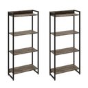 Ver imagem 1 de Kit 2 Estantes Multiuso Industrial 4 Prateleiras Areta 145x60cm C01 Carvalho Dark - Lyam Decor