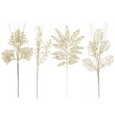 Ver imagem 1 de Conjunto 4 Galhos Natalinos Folhagem Decorativa Glitter Champanhe 30cm - Magizi