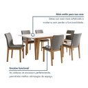 Ver imagem 5 de Conjunto Sala de Jantar 6 Lugares Retangular Tampo Vidro Base Madeira Maciça Mesa e Cadeiras Bella Marrom/Cinamomo/Off White/Linho Prata