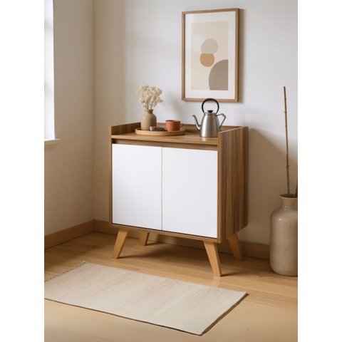 Aparador Buffet 60cm MDF Freijo com Branco Madri - On Móveis