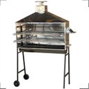 Ver imagem 5 de Churrasqueira Para Espetinho Inox Portátil Com Coifa Chapéu e Rodinhas 60 X 27 Com 2 Grelhas Inox LO
