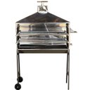 Ver imagem 6 de Churrasqueira Para Espetinho Inox Portátil Com Coifa Chapéu e Rodinhas 60 X 27 Com 2 Grelhas Inox LO
