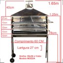 Ver imagem 2 de Churrasqueira Para Espetinho Inox Portátil Com Coifa Chapéu e Rodinhas 60 X 27 Com 2 Grelhas Inox LO