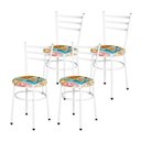Ver imagem 1 de Conjunto 4 Cadeiras Epóxi Branca para Cozinha Assento Estampado Happy Hour