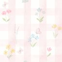 Ver imagem 3 de Papel de Parede Xadrez Quadriculado Aquarela Floral Rosa ( Auto Adesivo Fosco )