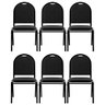 Kit 6 Cadeiras Auditório Empilhável Sintético Preto - 1
