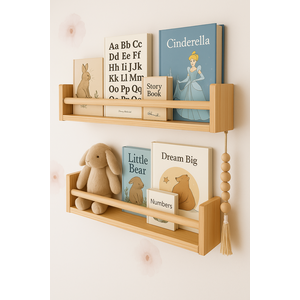 Kit 2 Prateleira de Madeira Decorativa Porta Livros Brinquedos Dulce Slim  60cm