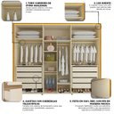 Ver imagem 7 de Guarda-Roupa Casal 6 Portas com LED com Pés 100% MDF Splendor Marrom/Marrome