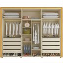 Ver imagem 5 de Guarda-Roupa Casal 6 Portas com LED com Pés 100% MDF Splendor Marrom/Marrome
