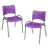 Kit 4 Cadeiras Iso Fixa Plástico Empilhável Tubo Oblongo Cor Lilás-iso - 4