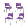 Kit 4 Cadeiras Iso Fixa Plástico Empilhável Tubo Oblongo Cor Lilás-iso - 1