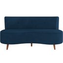 Ver imagem 3 de Sofá Chaise Living 2 Lugares 160cm para Sala Istambul K01 Veludo Azul Marinho - Lyam Decor