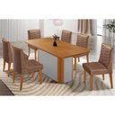 Ver imagem 1 de Conjunto: Mesa de Cozinha Pietá C/ Tampo Madeirado Canto Curvo 180x90cm e 6 Cadeiras Maldivas