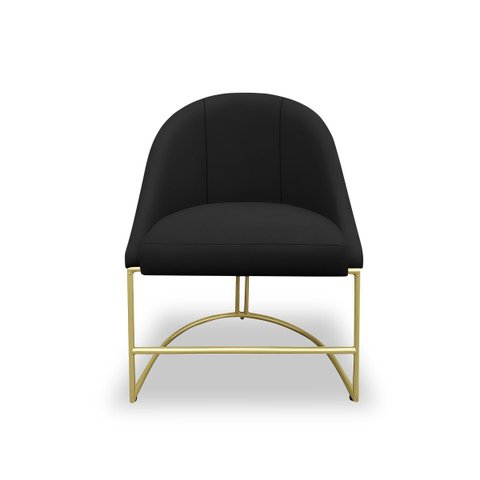 Banqueta Poltrona Lua Penteadeira e Salão com Base Metálica:preto