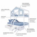 Ver imagem 4 de Beliche Casal/ Solteiro Casinha Dos Sonhos com Escada/ Escorregador e 02 Gavetas Madeira Maciça