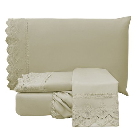 Jogo de Cama Lençol Queen Supremo Micropercal 300 Fios - Fendi