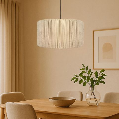 Luminária de Teto Roma em Corda Sisal Natural Palha Moderna