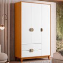 Ver imagem 2 de Guarda Roupa Ipe 3 Portas 2 Gavetas Quarto Cinamomo com Branco - Albatroz