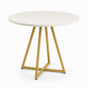 Ver imagem 2 de Mesa de Sala e Jantar Paris Modelo Industrial Moderno Tampo Redondo Branco com Base de Ferro Dourado