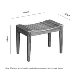 Banqueta Banco Ondulado em Madeira de Demolição Pátina - 3