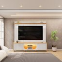 Ver imagem 3 de Home Maia 2 Portas Deslizantes Nicho Central com Led para Tv de Ate 75 Polegadas Bali Cedro - Dj